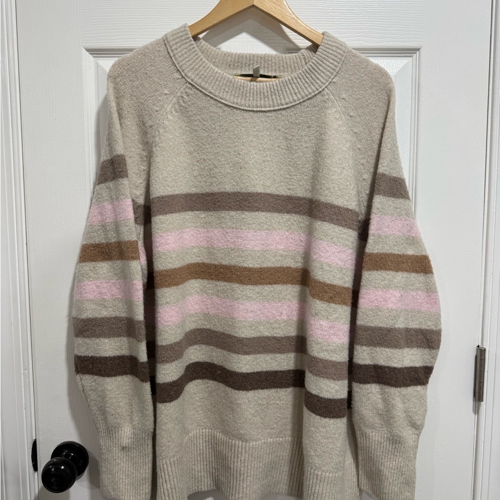 Striped Beige and Pink Women's Sweater